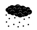 Black cloud and precipitation on a white background. Symbol. Vector